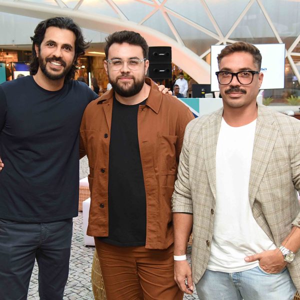 Artur Fernandes, João Pannagio e o cabeleireiro Fil